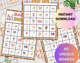 Jogo de Bingo de Culinária para Imprimir: Atividade para Festa na Cozinha (Download Instantâneo)