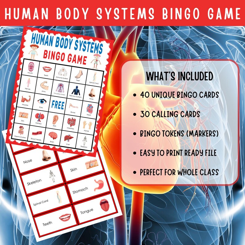 Human Body Systems Bingo Game | Printable Science Bingo Activity for ...