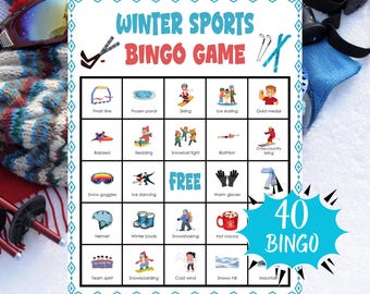 Winter Sports Bingo Game | Fun & Educational Winter-Themed Printable for Kids | Classroom, PE, or Family Game Night