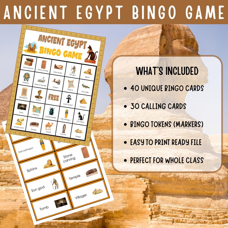 Ancient Egypt Bingo Game | History & Social Studies Printable for Kids ...