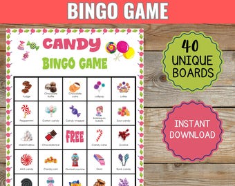 Candy Bingo Game: Sweet Treats Party, Classroom Activity (Printable PDF)