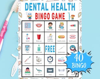 Dental Health Bingo Game | Teeth Care Printable Bingo for Kids, Classroom, Homeschool, Dentist Week & Health Lessons