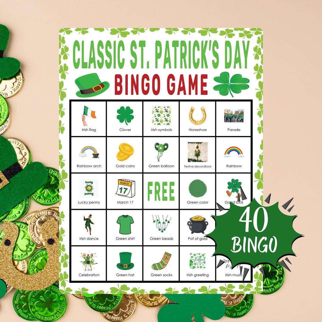 St Patricks Day Bingo Game Printable Classroom Party Activity Kids ...