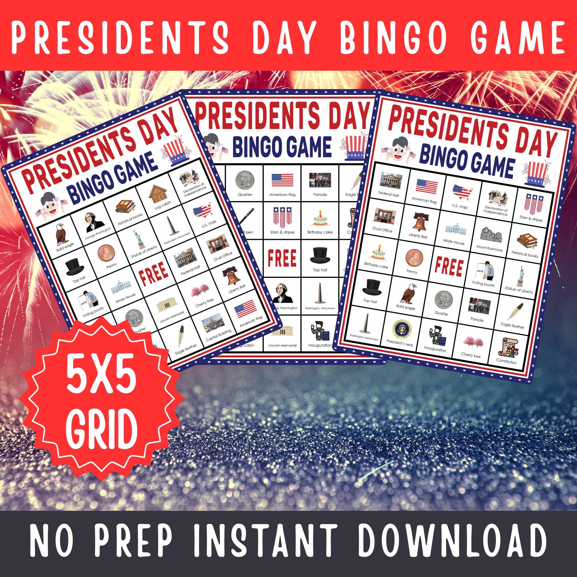 Presidents Day Bingo Game | Printable U.S. Presidents Learning Game for ...