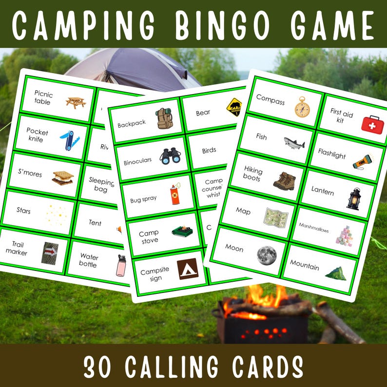 Camping Bingo Game Printable Outdoor Adventure Activity for Kids ...