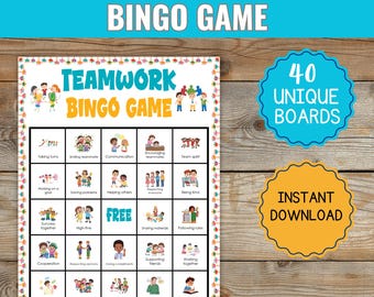 Juego de bingo de trabajo en equipo para niños: Actividad de habilidades sociales (PDF imprimible)