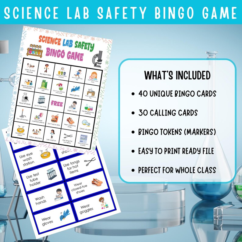 Science Lab Safety Bingo Game | STEM Classroom Activity for Kids ...