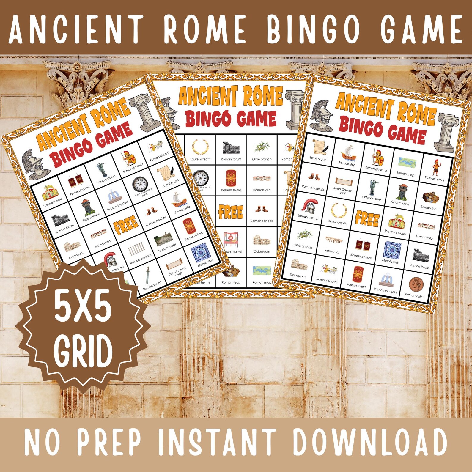 Ancient Rome Bingo Game | Roman Civilization Printable for Kids ...