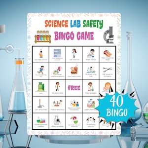 Science Lab Safety Bingo Game | STEM Classroom Activity for Kids | Printable Science Safety Rules Learning Game