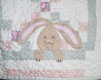 Bunnies and Pastel Patchwork Quilted Table Runnner