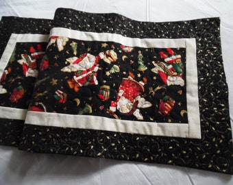 Black and Gold Santa Angel Quilted Table Runner