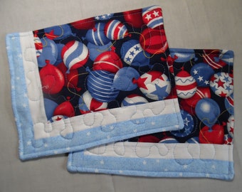 Red, White and Blue quilted mug rugs  ''Celebrate"