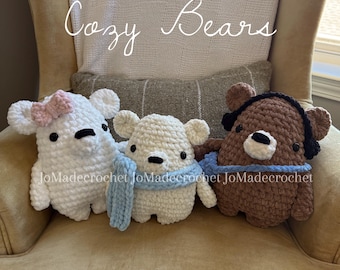 Wzór szydełkowy na „Przytulne Misie”: pluszowe zwierzątka amigurumi z dodatkami (PDF)