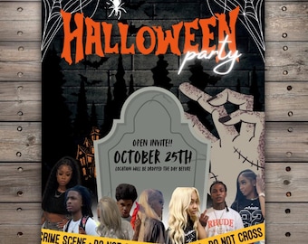 Spooky Halloween party flyer invitation canva template