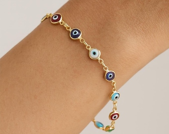 Sterling Silver Evil Eye Gold Bracelet: Dainty Protection Jewelry