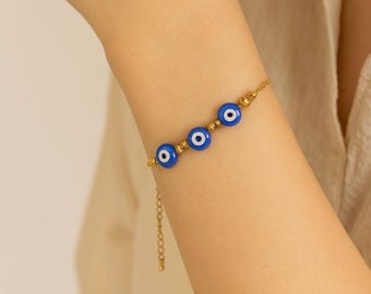 925 Silver Protection Turkish Evil Eye Dainty Bracelet for Women Gift for her