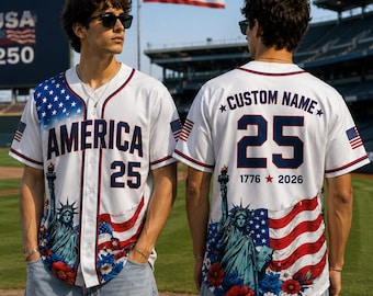 250-jähriges Jubiläum der USA Baseball Jersey, Benutzerdefiniertes USA Shirt, Patriotisches Baseball Jersey, personalisiertes Namensnummer T-Shirt