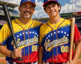 Kundenspezifisches Venezuela-Flaggen-Baseball-Trikot, personalisiertes Namenszahlen-Shirt, Venezuela-Sport-T-Shirt, Latein-Baseballgeschenk, Venezuela-Erbe-Outfit