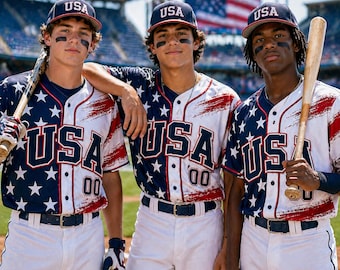 Kundenspezifisches USA-Flaggen-Baseball-Trikot, personalisiertes Namensnummer-Shirt, amerikanisches Sport-T-Shirt, patriotisches Baseballgeschenk, USA-Erbe-Outfit-Oberteil