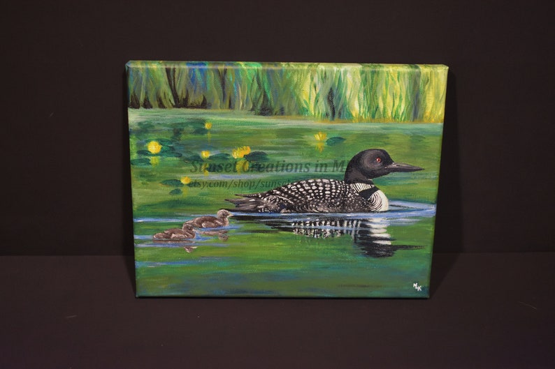 Loon Painting Gift Idea Cabin Art Wall Art Home Decor Handmade Gift Artwork Handpainted Loon Artwork Home Art Acrylic Artwork