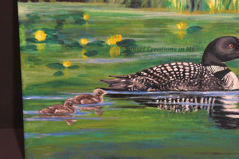 Loon Painting Gift Idea Cabin Art Wall Art Home Decor Handmade Gift Artwork Handpainted Loon Artwork Home Art Acrylic Artwork