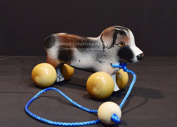Wood Dog Toy, Australian Shepherd, Dog Pull Toy, Wooden Pull Toy, Handmade  Wooden Toy, Montessori Toys, Childrens Gifts, Toddlers Toys 