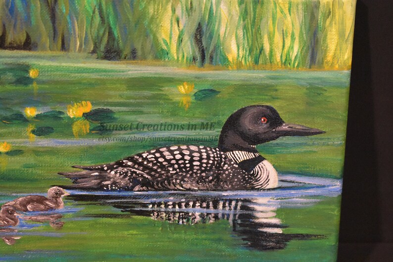 Loon Painting Gift Idea Cabin Art Wall Art Home Decor Handmade Gift Artwork Handpainted Loon Artwork Home Art Acrylic Artwork