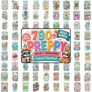 790+ Preppy PNG Bundle, Trendy Summer Graphics, Coastal Vibes (Instant Download)