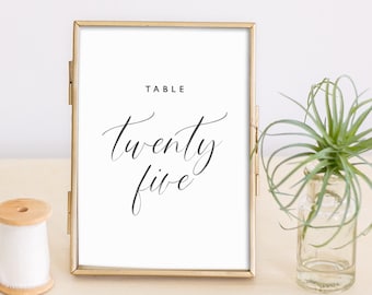 Printable Wedding Table Numbers | Watercolor Table Numbers | Modern Calligraphy | 4x6 or 5x7 | Printable Wedding Signs | Minimalist Wedding