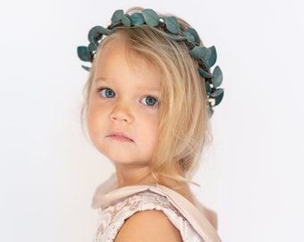 Eucalyptus Leaf Crown | Simple Flower Crown | Wedding Hair | Flower Girl Hair | Eucalyptus Crown | Wedding Party Gift | Flower Girl Gift