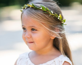 Delicate Flower Crown | Greenery Crown | Simple Flower Crown | Flower Girl Hair Piece or Halo | Flower girl Hairpiece | Tiara Alternative