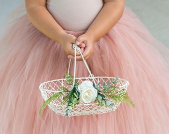 Flower Girl Basket | Rustic Flower Girl Basket | Wire Wedding Basket | Wedding Card Basket | Flower Girl Gift Set | Basket + Pillow Set