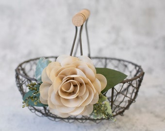 Clearance | Rustic Flower Girl Basket | Small Flower Girl Gift | Rustic Wire Basket | Barn Wedding Basket