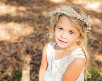 Pampas Grass Crown | Simple Flower Crown | Wedding Hair | Flower Girl Hair | Boho Crown | Wedding Party Gift | Flower Girl Gift