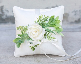 Ring Bearer Pillow | Wedding Ring Pillow w/ Bright Greenery | Wedding Ring Display | Floral Pillow | Ring Cushion | Girl Ring Bearer