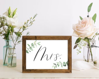Mr & Mrs Sweetheart Table Sign | Instant Download | Printable Wedding Signs | Watercolor Calligraphy Print | Greenery Wedding | RWEU19