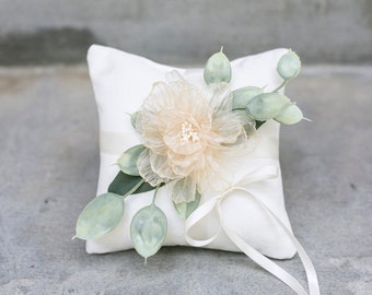 Ring Bearer Pillow | Ivory & Gold Wedding Ring Pillow | Small Ring Cushion | Ivory Wedding Ring Display | Glam Garden Wedding Decor