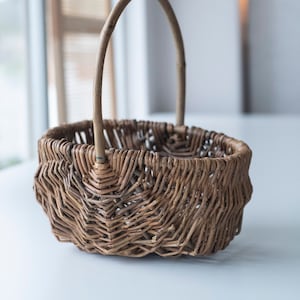 IMPERFECT | Willow Wicker Rattan Flower Girl Basket | Woven Flower Girl Basket | Rustic Wedding Decor | Small Basket |