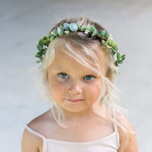 Eucalyptus Flower Girl Crown | Green Flower Crown | Simple Flower Crown | Woodland Leaf Crown | Junior Bridesmaid Boho Halo | Goddess Halo