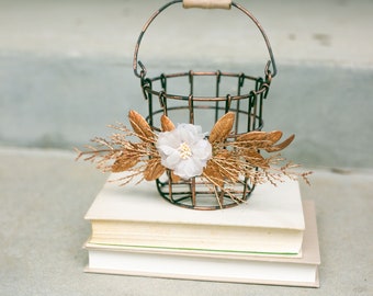 Copper Wedding Pail | Bronze Wedding Basket | Wedding Flower Girl Basket | Modern Flower Girl Set