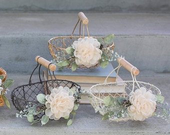 Boho Flower Girl Basket: Rustic Wedding Decor
