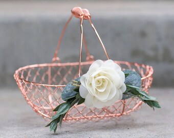 gold wire flower girl basket