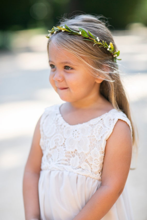 Delicate Flower Crown | Greenery Crown | Simple Flower Crown | Flower Girl Hair Piece or Halo | Flower girl Hairpiece | Tiara Alternative