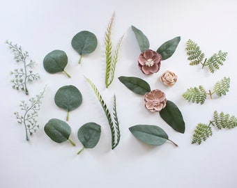 Loose Fern & Eucalyptus Greenery Bundle | Toss Petal Leaves | Table Styling Stems and Branches | Delicate Fern Pieces