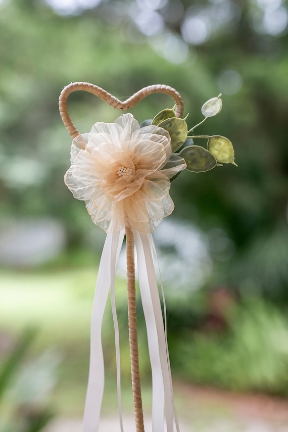 Flower Girl Wand | Wedding Ribbon Wand l Children Wedding Accessory | Fairy Wedding | Romantic Wand l Bridesmaid & Flower Girl Gift