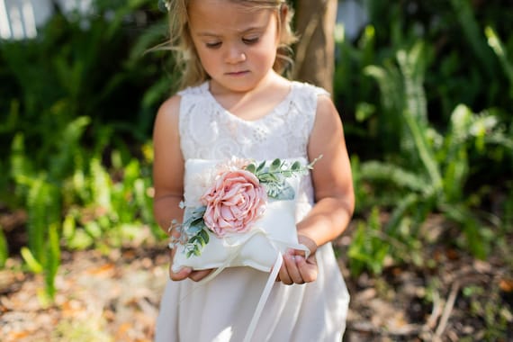 Ring Bearer Pillow | Wedding Ring Pillow | Linen-look Ring Pillow | Shabby Chic Pink Wedding | Blush Ring Cushion | Ring Prop