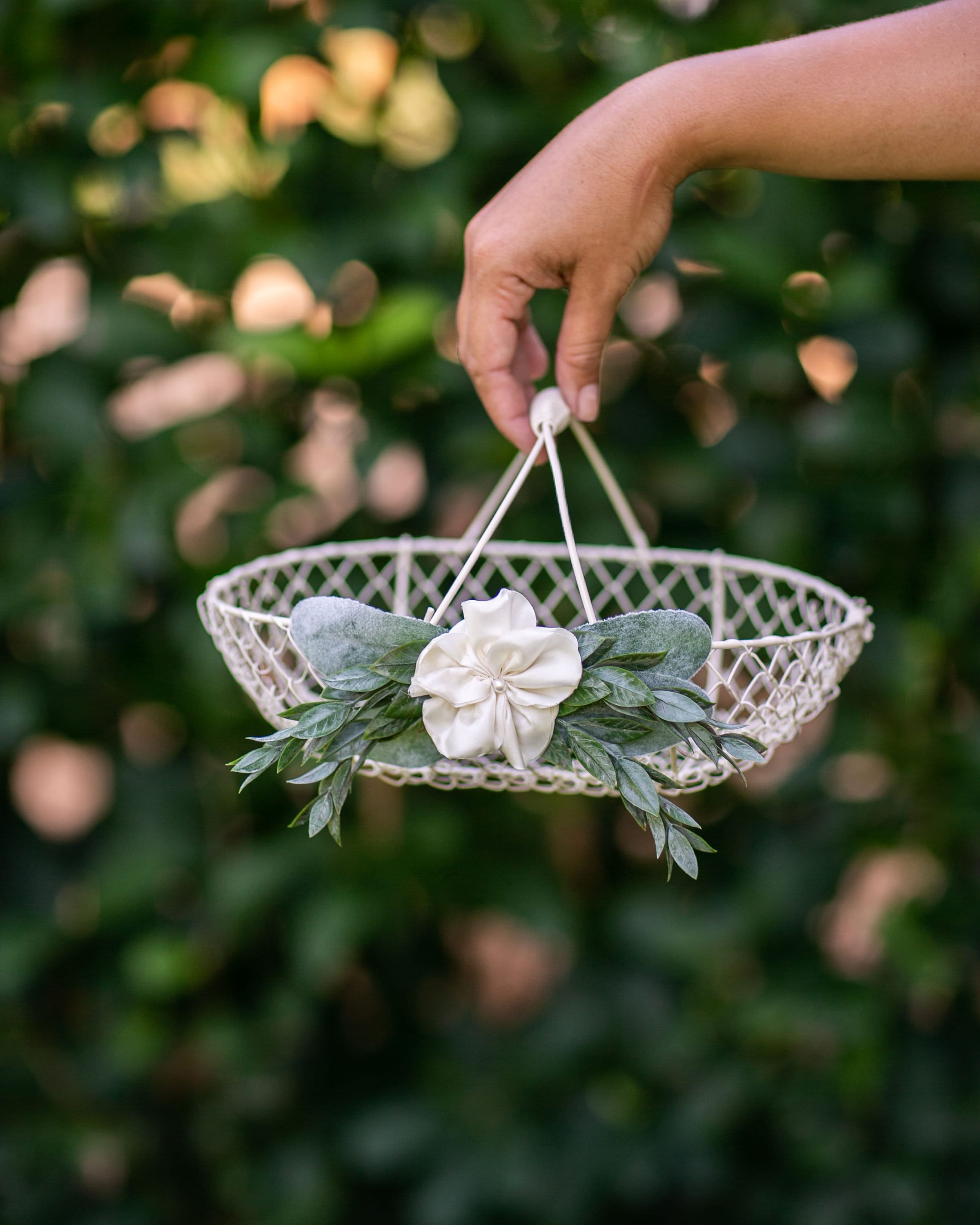 Flower Girl Baskets Set Ivory Wedding Basket Modern Flower Etsy