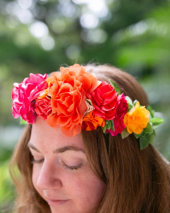 Tropical Wedding Flower Crown | Sunset Flower Crown | Wedding Hair | Flower Girl Hair |  Hair Wreath | Wedding Party Gift | Bridal Party