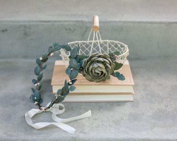 Choose Your Color and Style Flower Girl Basket & Ring Bearer Pillow | Romantic Peony Basket Design | Custom Colors