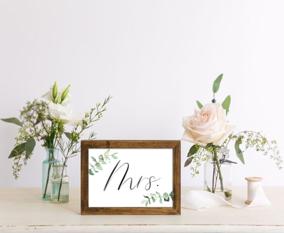 Mr & Mrs Sweetheart Table Sign | Instant Download | Printable Wedding Signs | Watercolor Calligraphy Print | Greenery Wedding | RWEU19